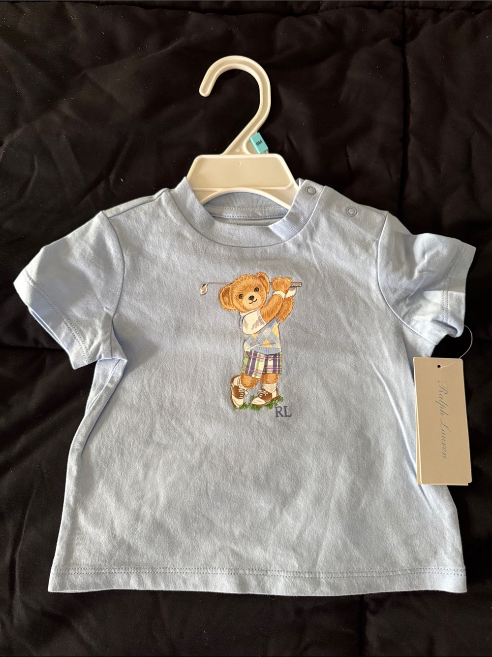 Ralph Lauren Baby Blue Golf Bear Short Sleeve Tee